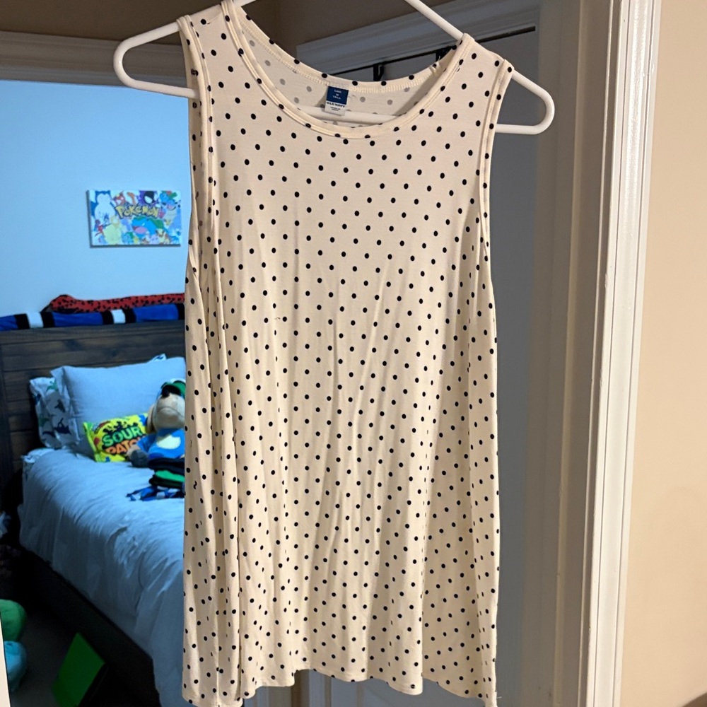 Old Navy White Tank Top with Black Polka Dots